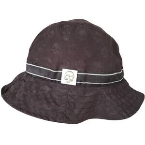 Skull Pattern Bucket Hat Black Cloth w/ Skull Emblem Band H3 Sportgear One Size